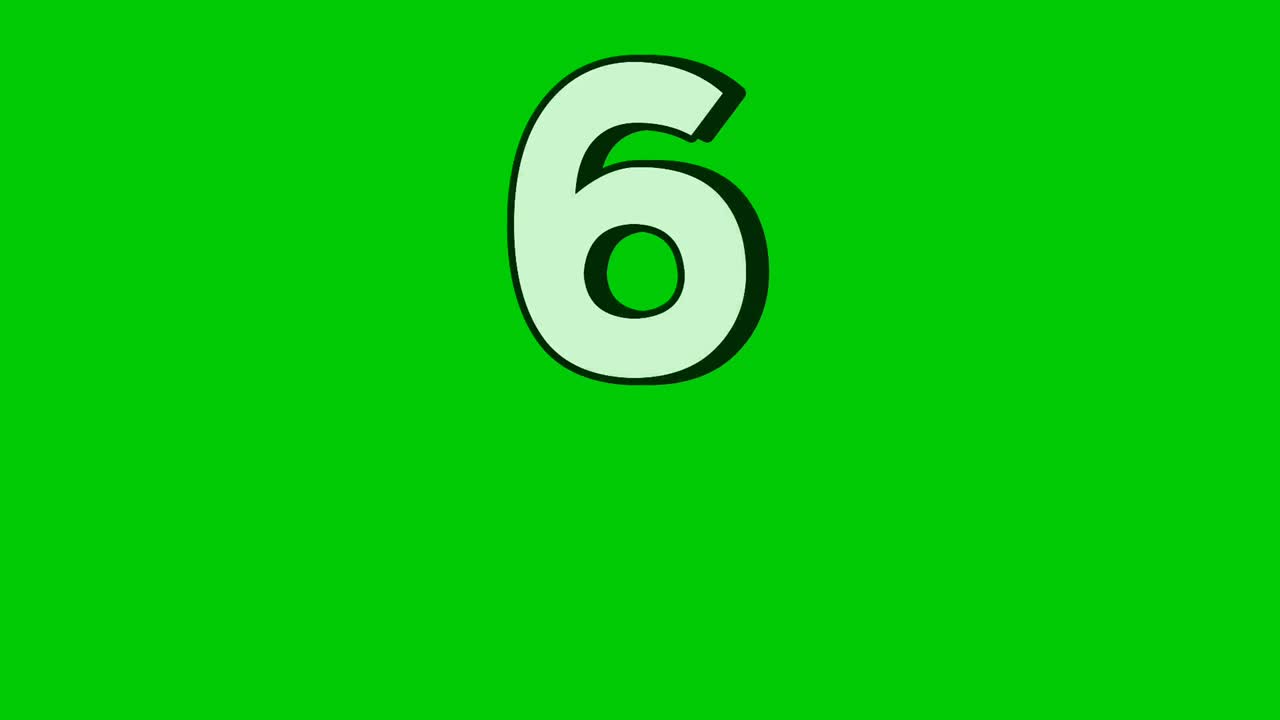Falling Number 6 six Animation on Green Screen Background.Video ...