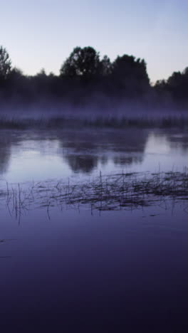 río de niebla al amanecer o al anochecer