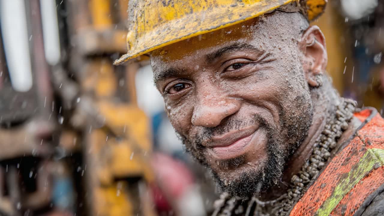 A Resilient Worker Embracing Challenges: Captivating Moments of Determination and Grit Captured in a Dynamic Work Environment Under Adverse Conditions