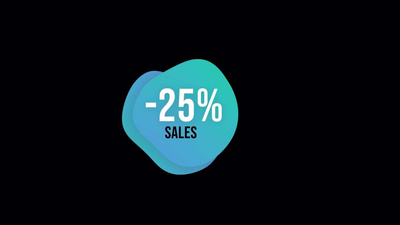 Grafica animata con sconto del 25% e forma sfumata blu