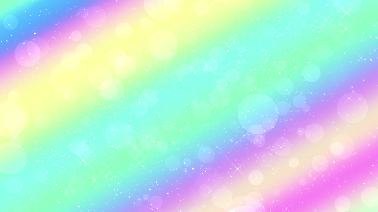 Fondo de movimiento de purpurina pastel colorido con degradados de arcoíris, bokeh brillante y puntos brillantes suaves