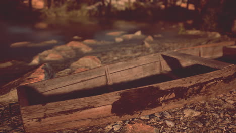 wooden boat on a riverbank