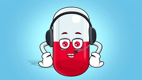 cartoon pill capsule  face animation call speak with alpha matte