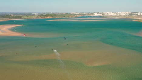 aerial: kitesurfing in the lagoon of alvor