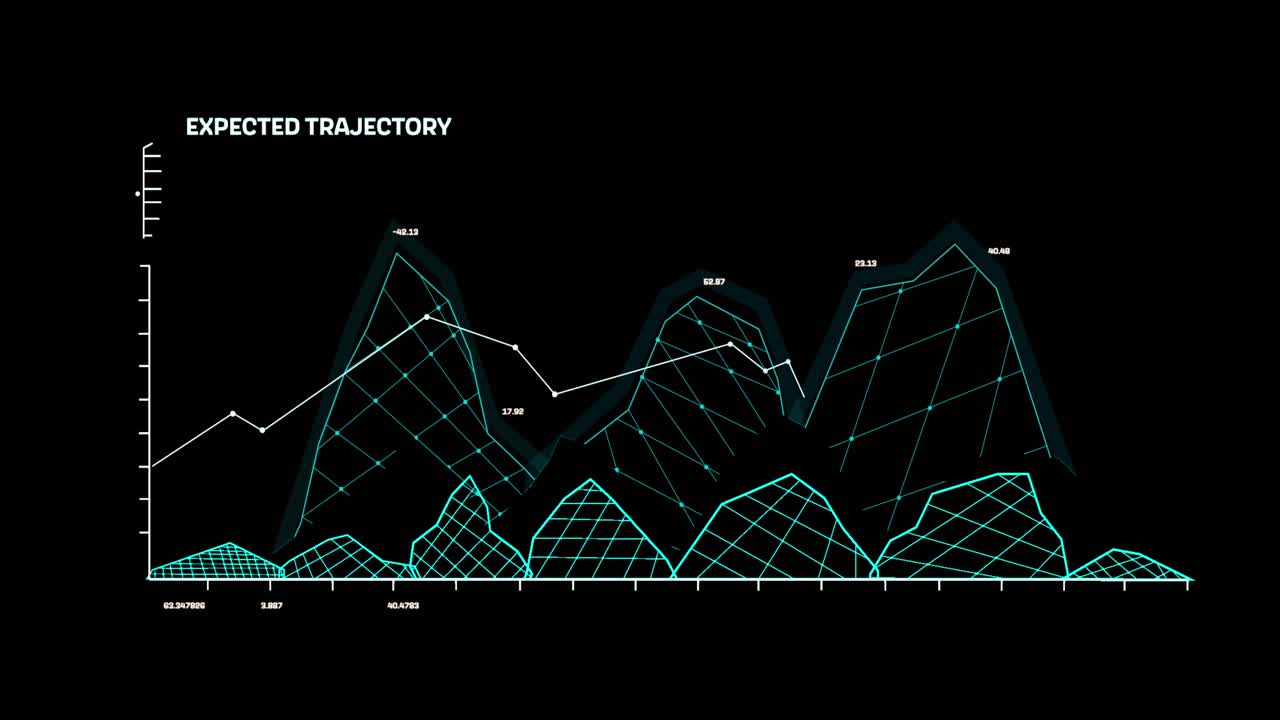 Animation of scientific data processing on black background