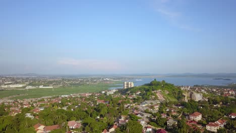 aerial view of stone quarry site on muyenga hill in kampala, uganda