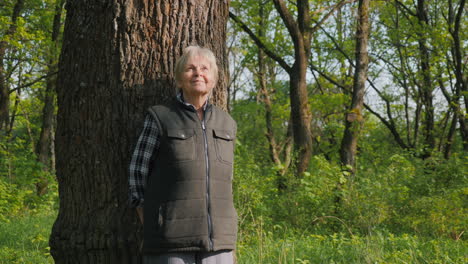 senior woman in forest