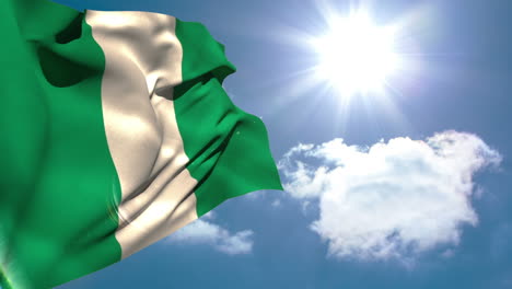 la bandera nacional de nigeria agitando