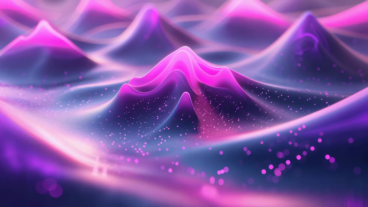 Abstract Glowing Purple and Pink Waves with Particles