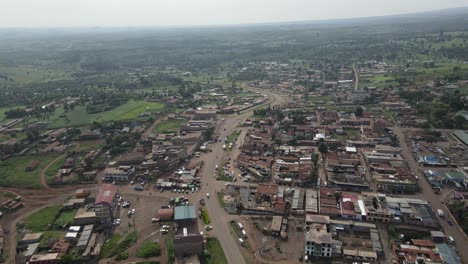 Sky-View-Of-Loitokitok-Town-In-Amboseli-Area-Near-Mount-Kilimanjaro-Kenya-During-Daytime---Aerial-Shot