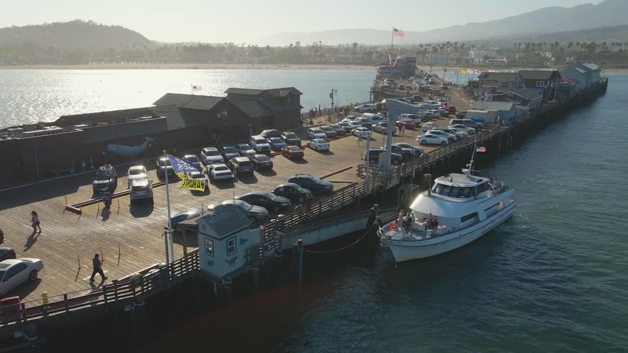 Panning over the Santa Barbara Pier in California