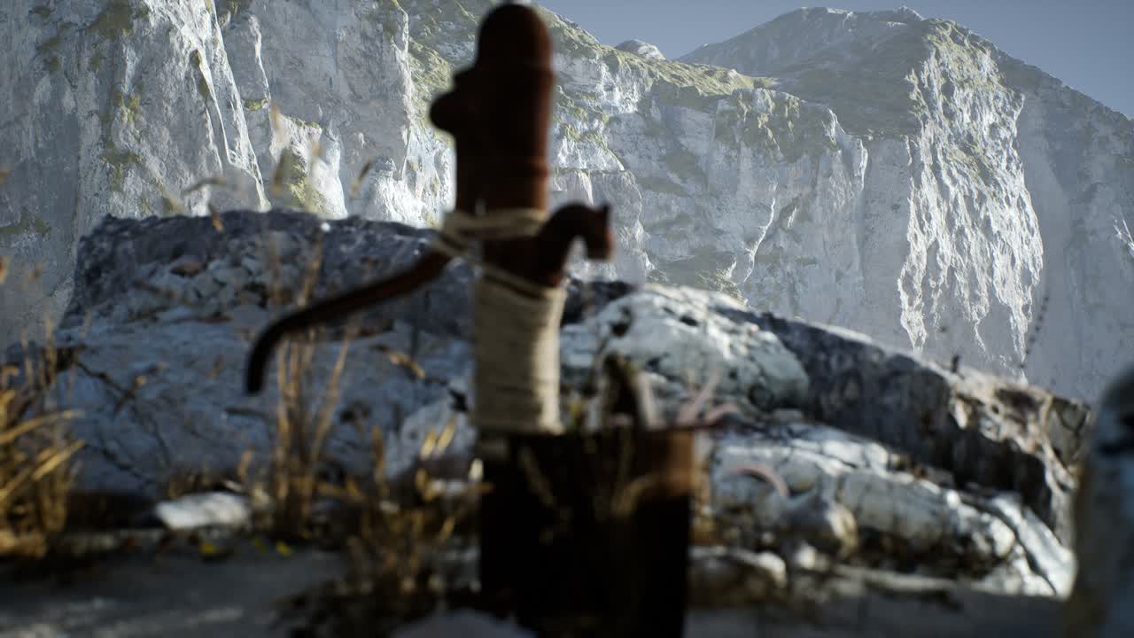 bomba de agua de mano retro oxidada