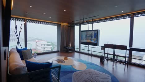 Luxury-modern-living-looking-hotel-room-with-big-windows-and-view-at-Hotel-in-Taiwan