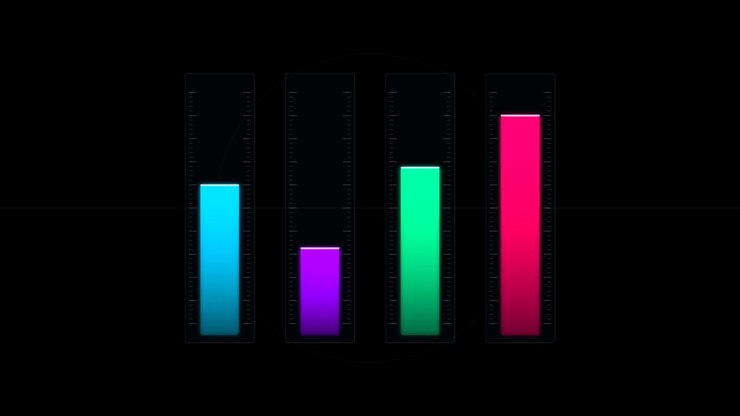 Animated Digital Audio Equalizer Bars on Black Background