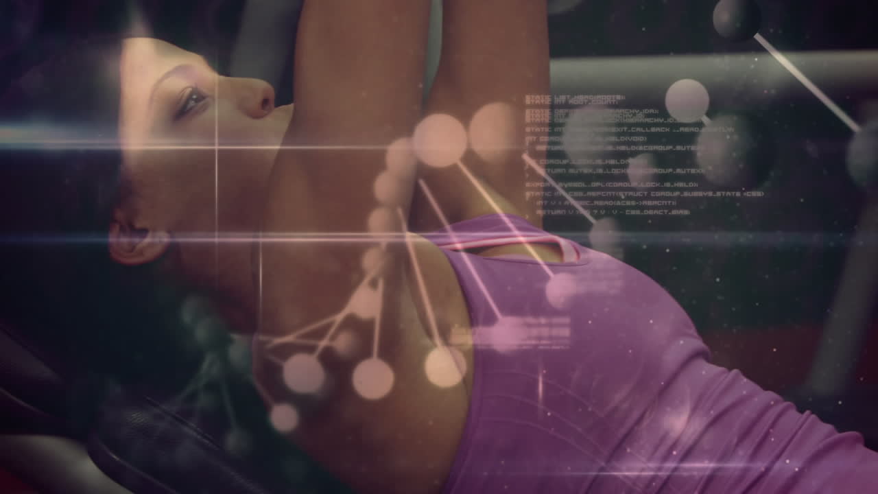 Moving 3D DNA with woman working out