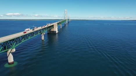 the mackinac bridge stretches five miles across the straits of mackinac to connect mackinaw city and st-6