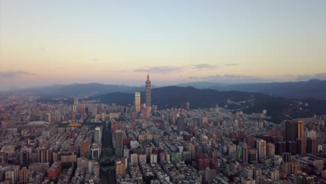 taiwan sunset taipei cityscape center famous tower aerial panorama 4k