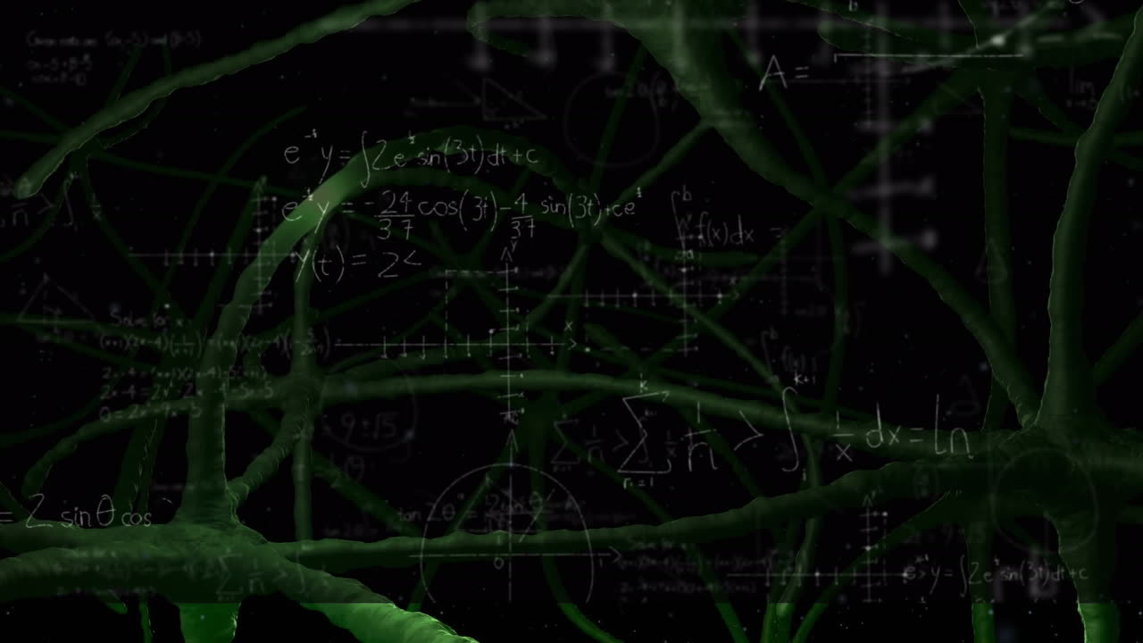 Animation of nerve connections over mathematical equations on black board