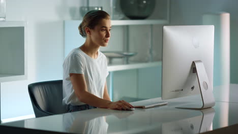 Stressed-worker-finish-online-interview.-Tensed-lady-lean-on-chair-stretching