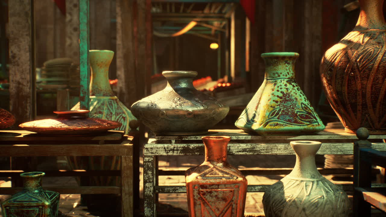 모로코 시장 에서 판매 하는 세라 꽃병