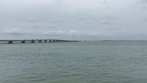 Drone-view-of-Sanibel-causeway-on-a-cloudy-day