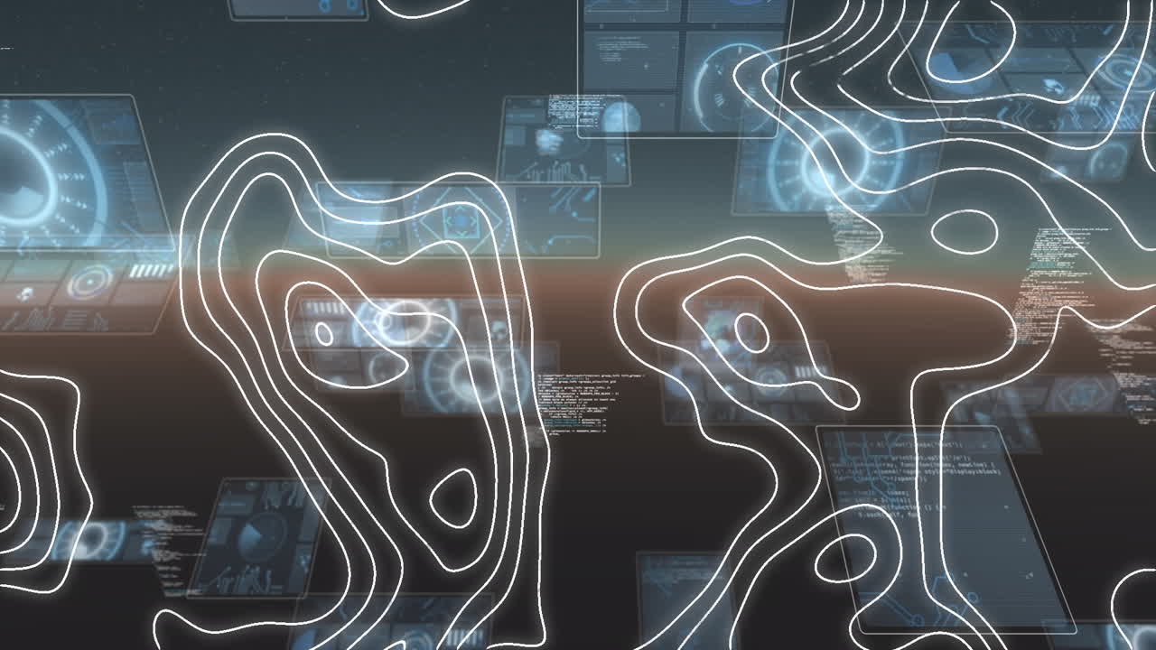 움직이는 선의 애니메이션 움직이는 스크린에서 데이터 처리