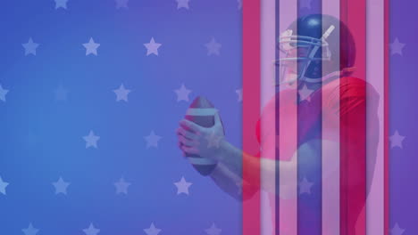 Animation-Eines-Kaukasischen-American-Football-Spielers-Und-Der-Flagge-Der-USA