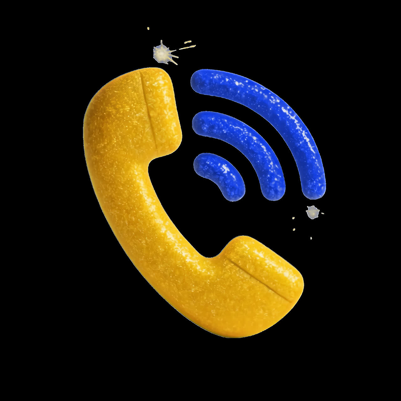 Icona del telefono glitterata con animazione del segnale, risorsa isolata, video 4K trasparente, canale alfa