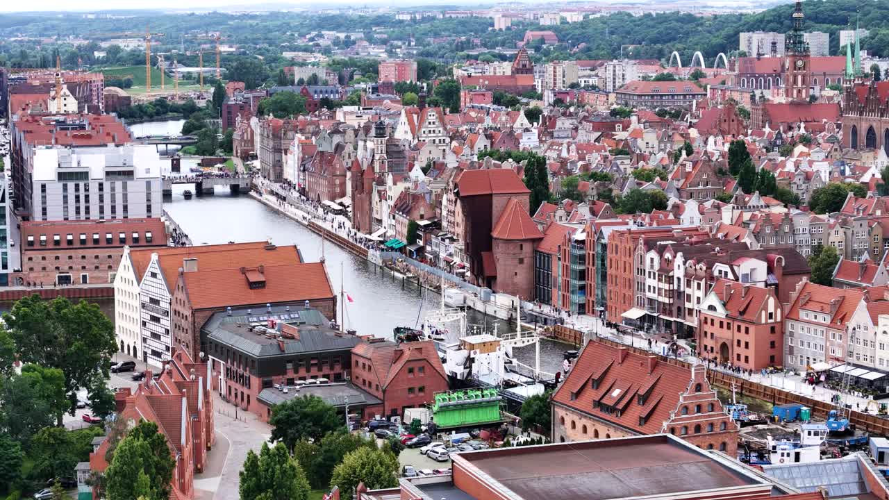 Gdansk Cityscape, Historic, Colorful Architecture. Aerial View.