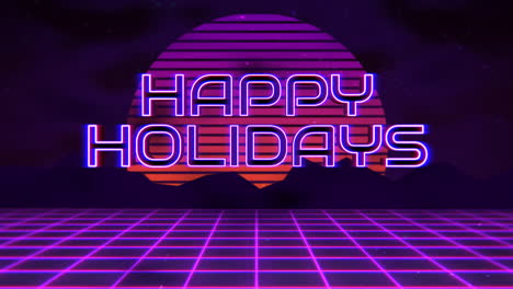 Happy-Holidays-with-big-sun-and-purple-grid-in-galaxy