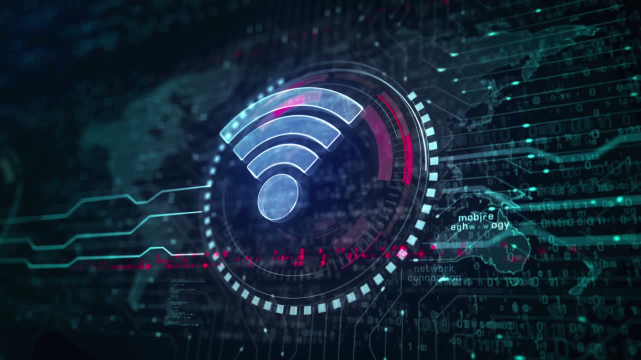 concepto digital de bucle de símbolo de comunicación de red móvil wifi
