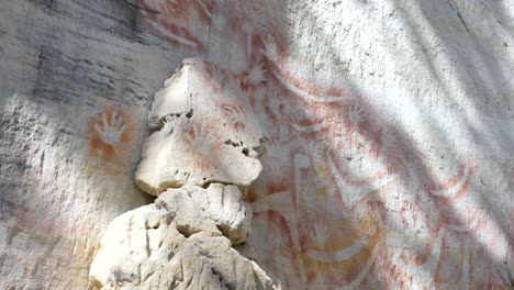 dreamtimes stories painted on ancient sandstone walls by the bidjara and karingbal aboriginal people of australia