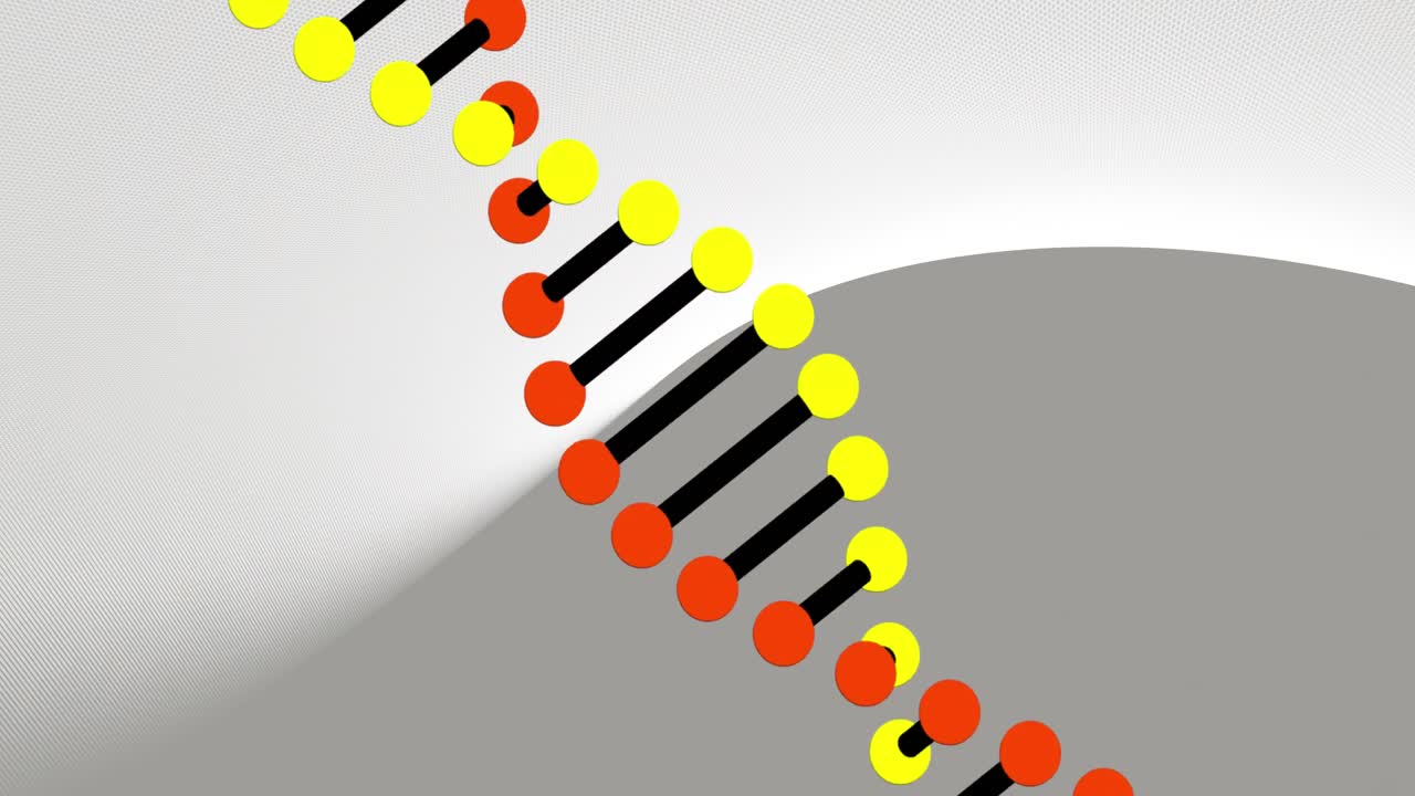 회색 배경에 복사 공간과 함께 dna 가닥이 회전하는 비디오