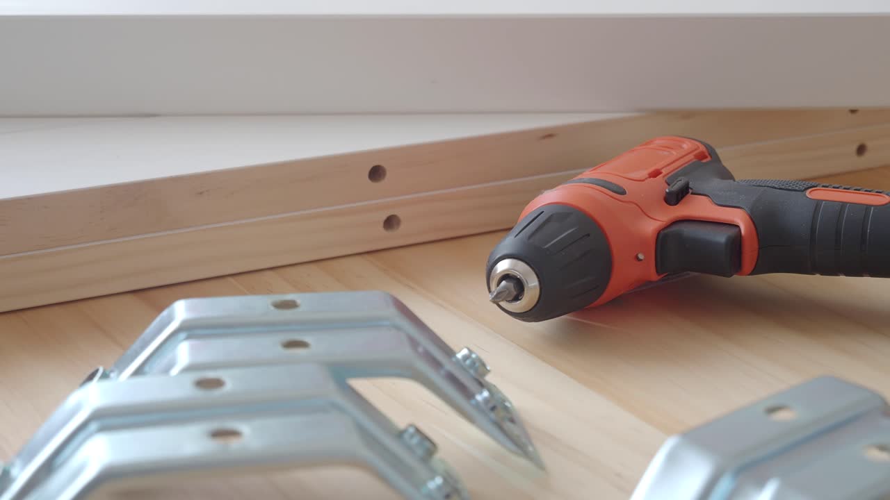 Furniture Assembly with Drill and Brackets