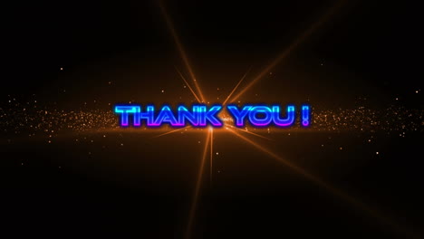 animación del texto de agradecimiento sobre luces naranjas sobre fondo negro