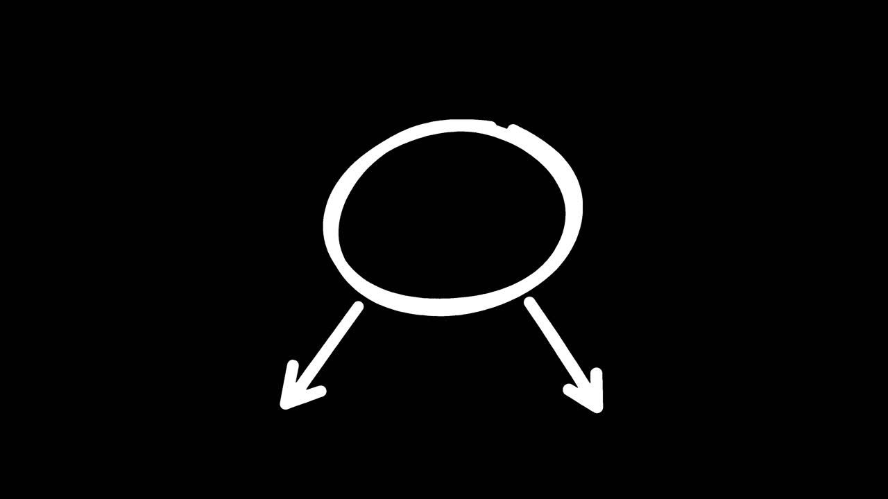Animated Hand-Drawn Circle with Downward Arrows