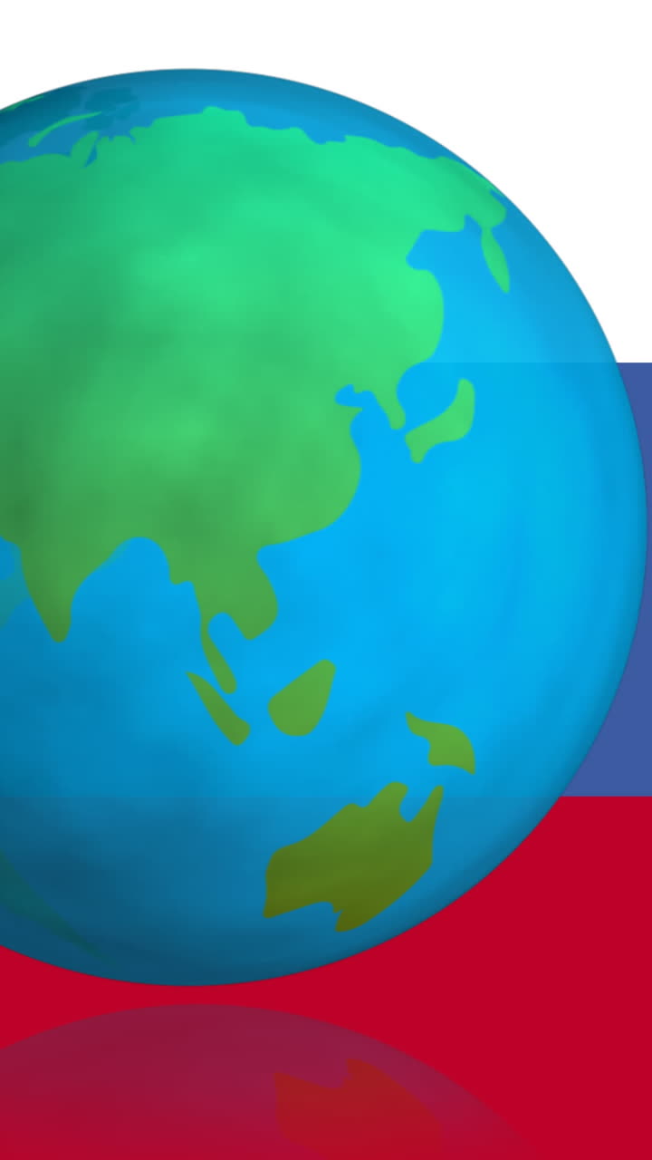animación del globo que gira sobre la bandera de rusia