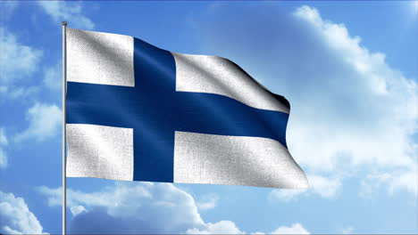 finnish flag waving in the sky