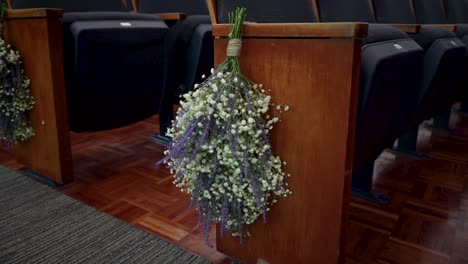 Flowers-at-a-wedding-church-chapel-aisle-stock-video-footage