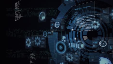 animación de iconos y procesamiento de datos a través del escaneo de alcance