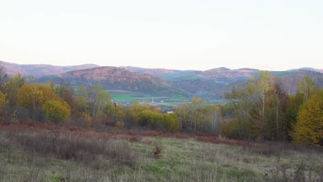 Panoramic-View-Of-Mountain-Ridges-At-Hoia-Forest-During-Misty-Morning-In-Cluj-Napoca,-Romania