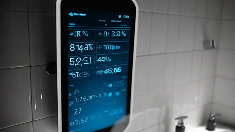 smart health digital display on a tiled wall