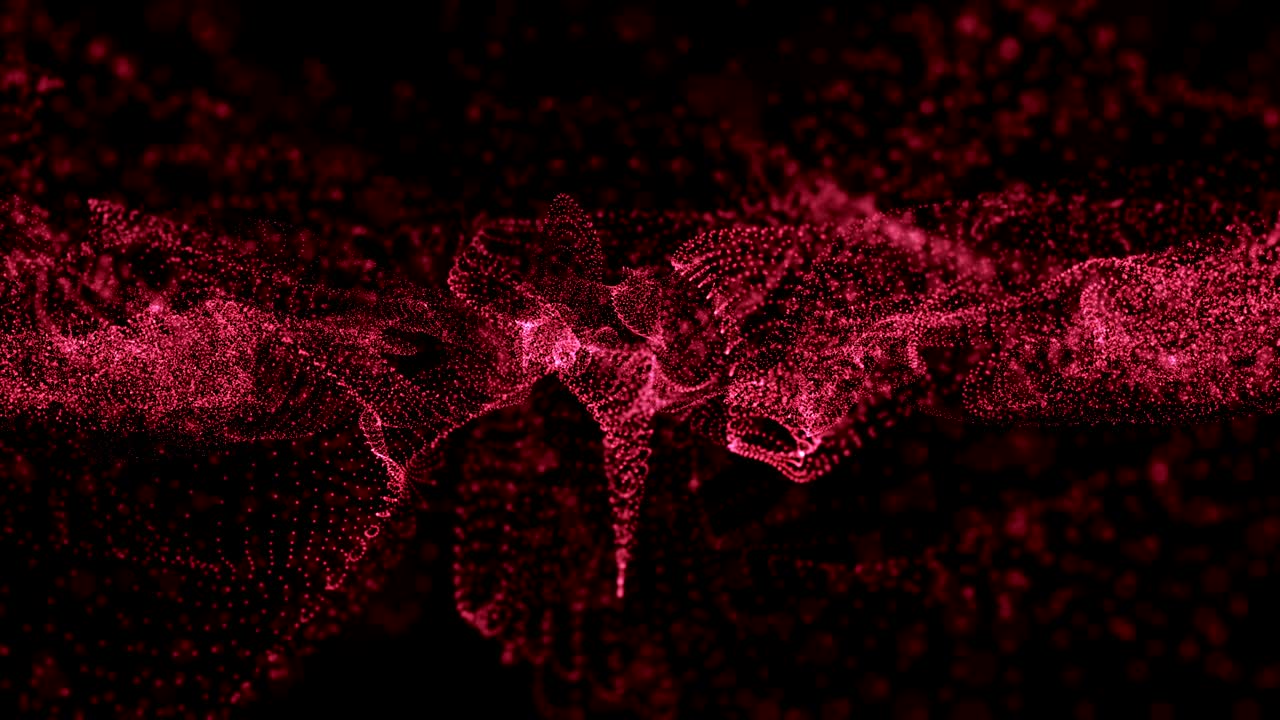 Red abstract background for digital wave particles form, Animation of seamless loop