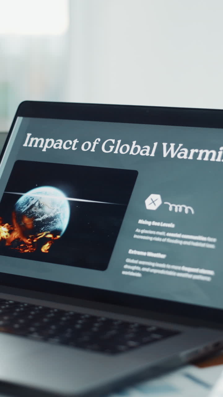 Laptopskærm viser information om global opvarmning