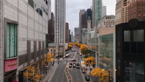 Chicago-Magnificent-Mile-aerial--with-fall-foliage