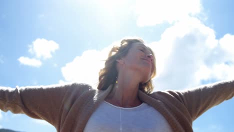 beautiful woman enjoying on beach