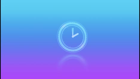 Animation-of-digital-watch-moving-in-loop-with-abstract-on-blue-and-purple-background