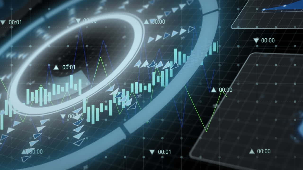 검은색 배경 위의 데이터 처리 애니메이션