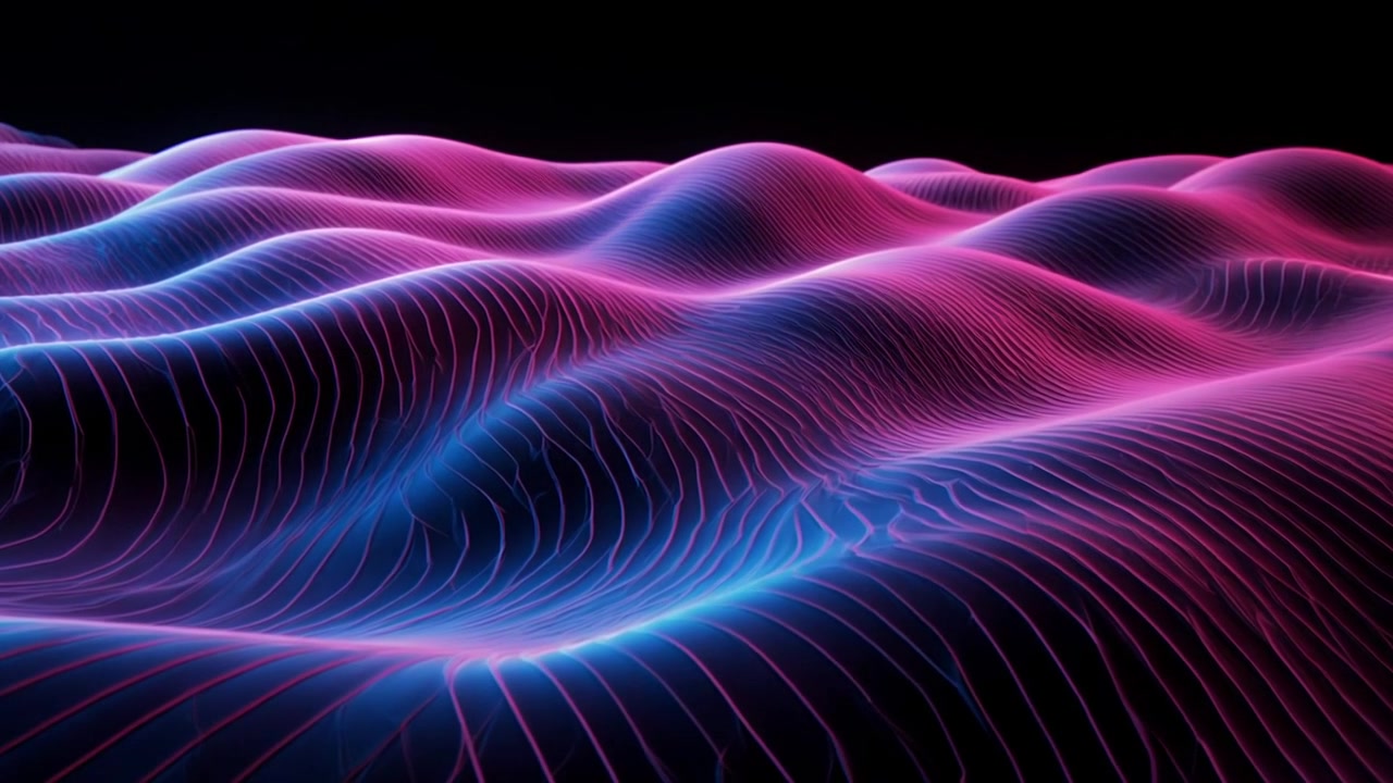 Abstract Neon Wave Motion Background with Pink and Blue Lines