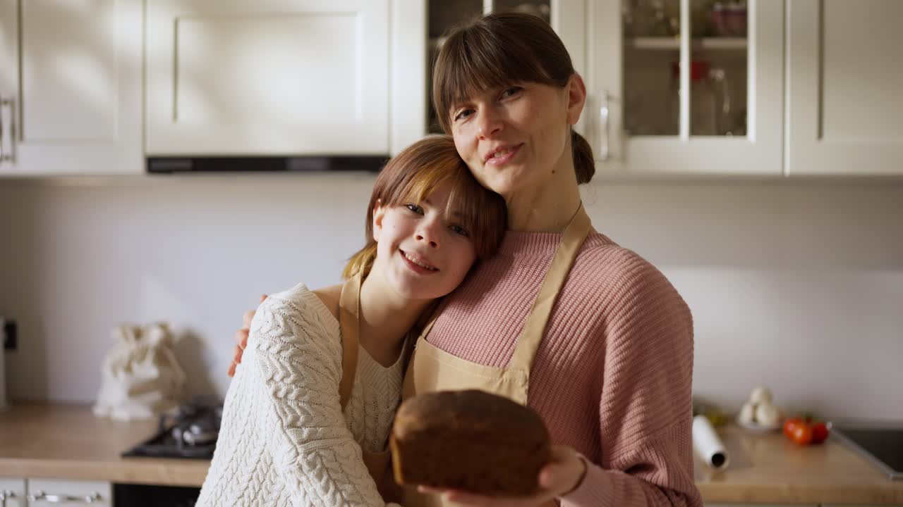 Mother and Daughter Baking Bread Together